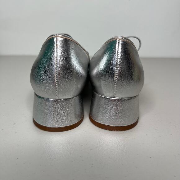Maeve Anthropologie Silver Crystal Bow Ballet Heels Size 9 - Picture 4 of 9